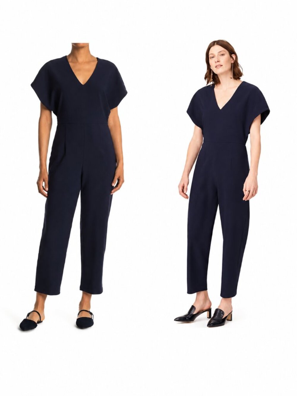 Club Monaco Janah V-Neck Jumpsuit Aviator Navy Dolman Wide Leg Size Large